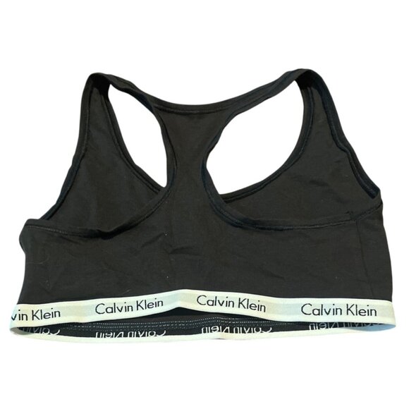 Calvin‎ Klein Black Bralette M 90% Cotton Elastic Band Racerback Style - Picture 2 of 6